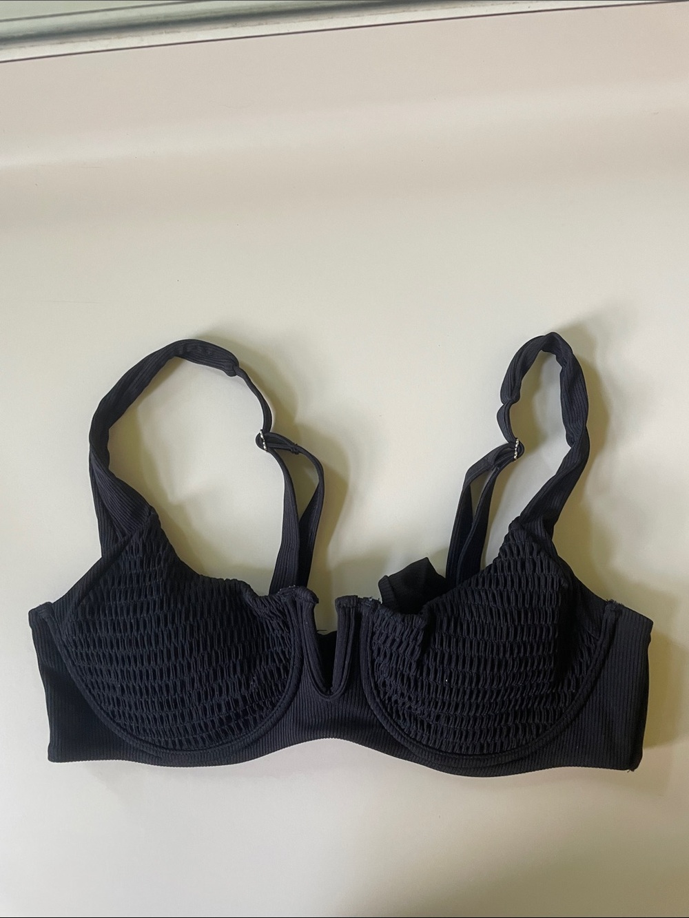 Zaful Black Ribbed Bikini Top, size 6